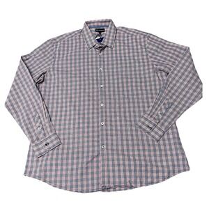Jack Maverick Perfect Fit XL Blue Red Check Button Up Shirt Long Sleeve Cotton